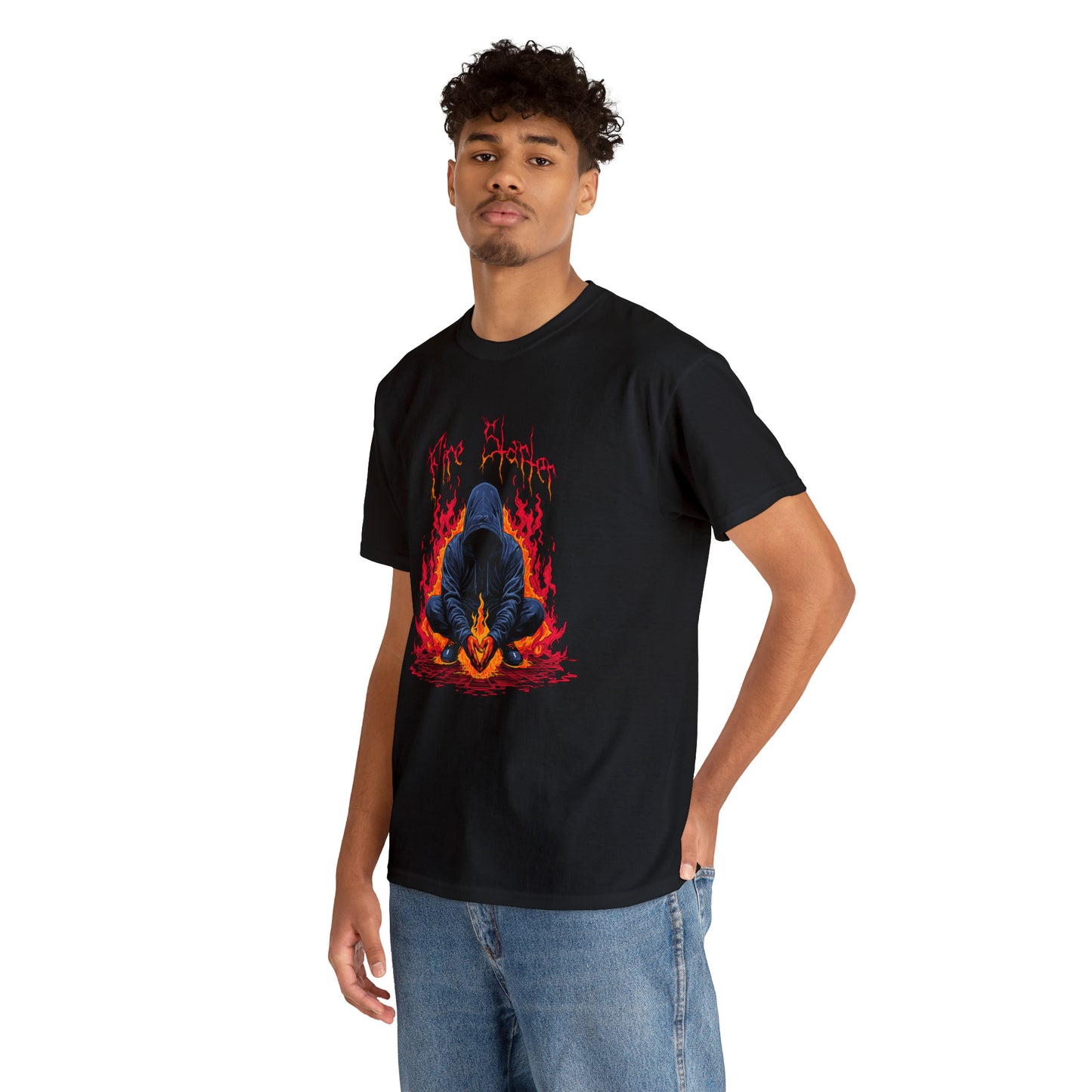 Fire Starter, Hooded man with superpowers, Unisex Heavy Cotton Tee