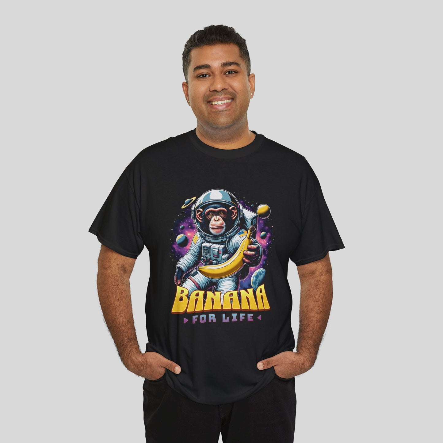 Banana for life, Monkey in Space Unisex Heavy Cotton Tee