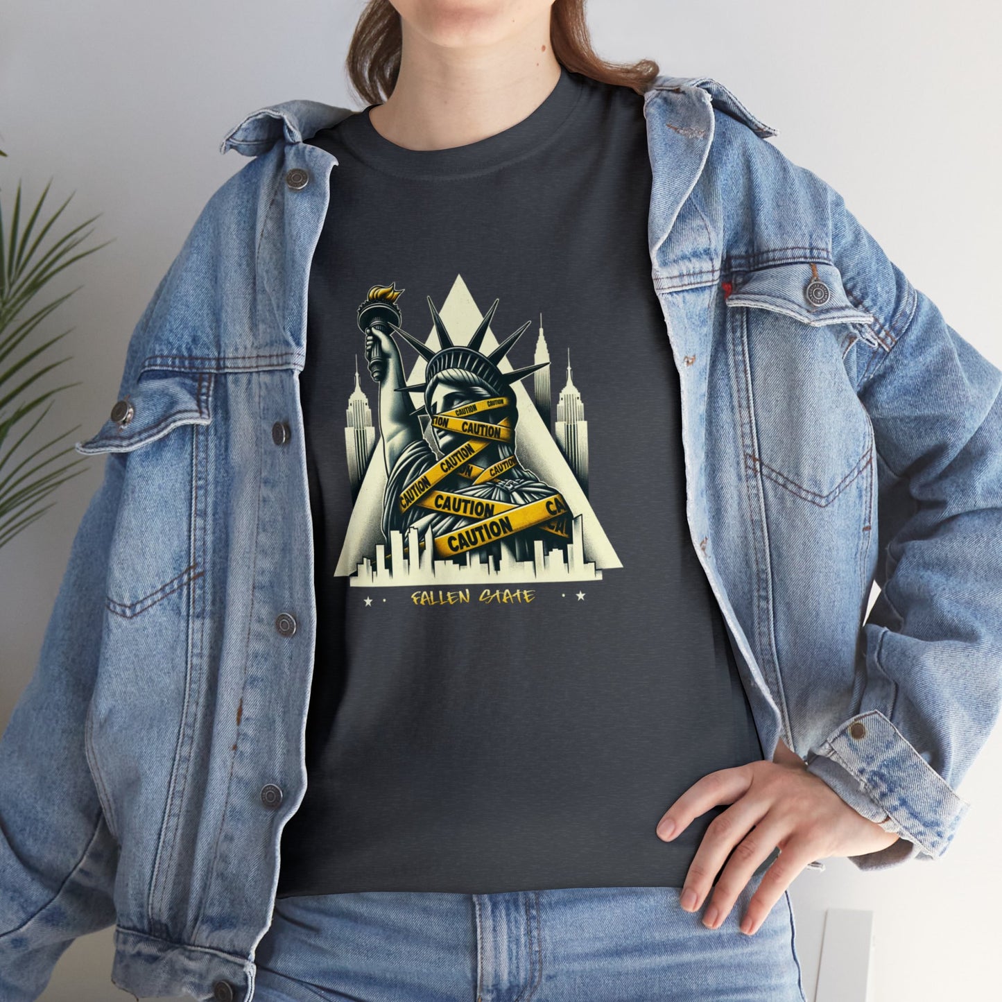 Fallen State, NYC, Statue of Liberty, Heavy Cotton Tee