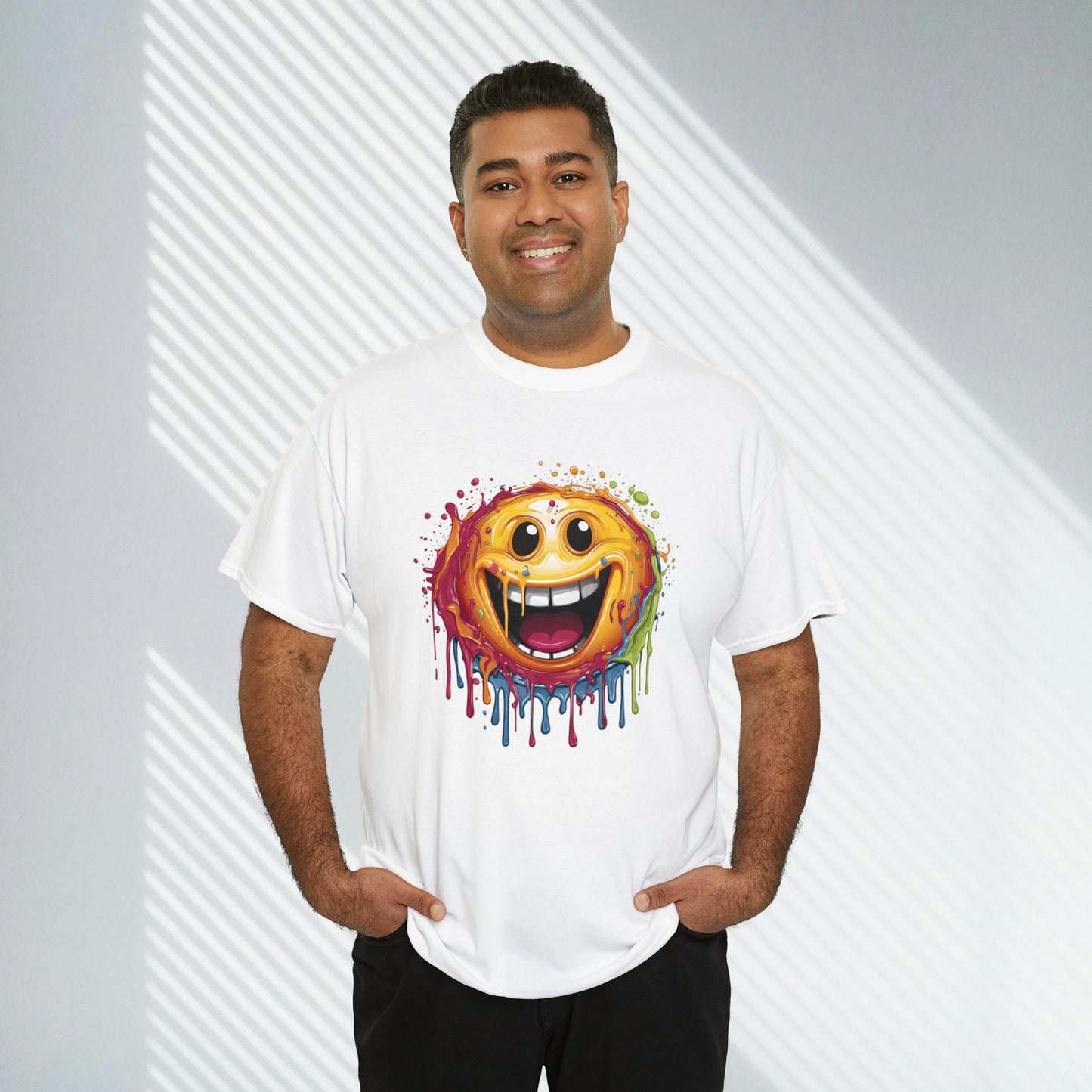 Paint Splatter Smiley Face Heavy Cotton Tee