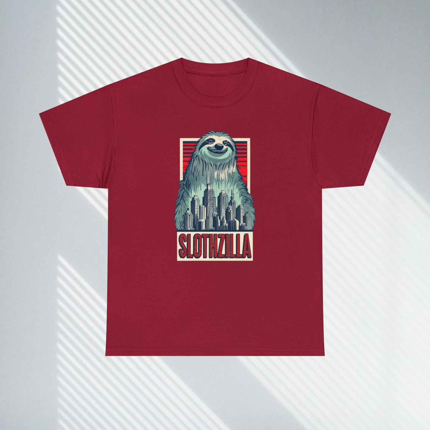 Slothzilla, city destroying sloth, Unisex Heavy Cotton Tee
