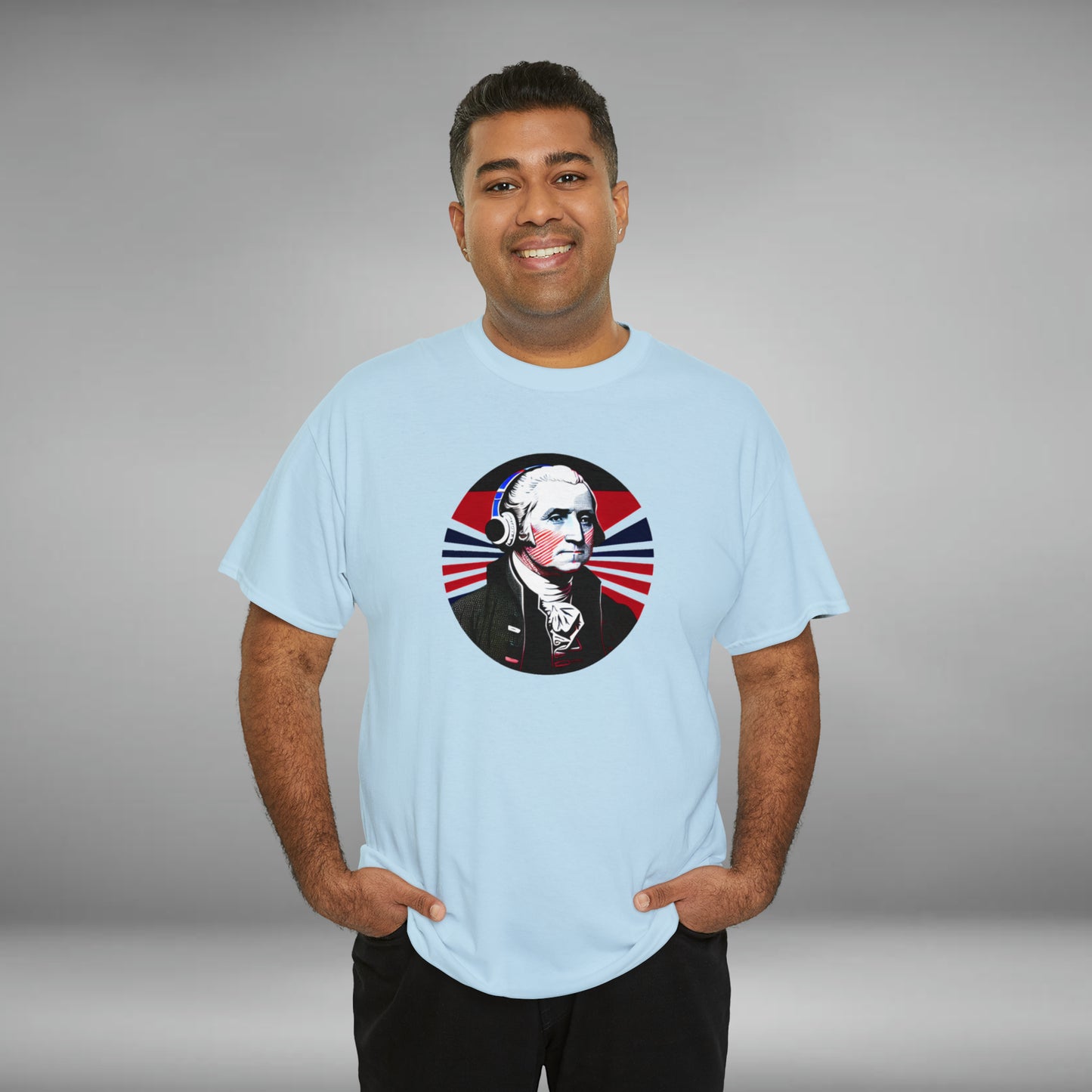 George Washington, Custom Unisex Heavy Cotton Graphic Tee