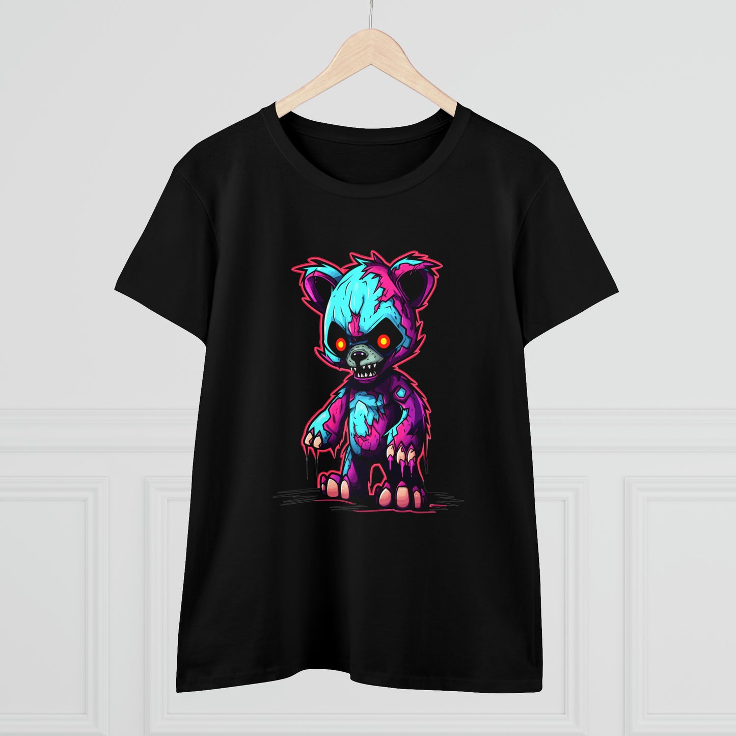 Zombie Teddy Bear, Custom Women's Midweight Cotton Tee