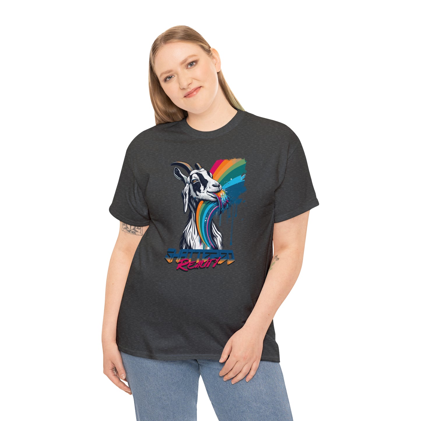 Shattered Reality, Rainbow Goat, Unisex Heavy Cotton Tee