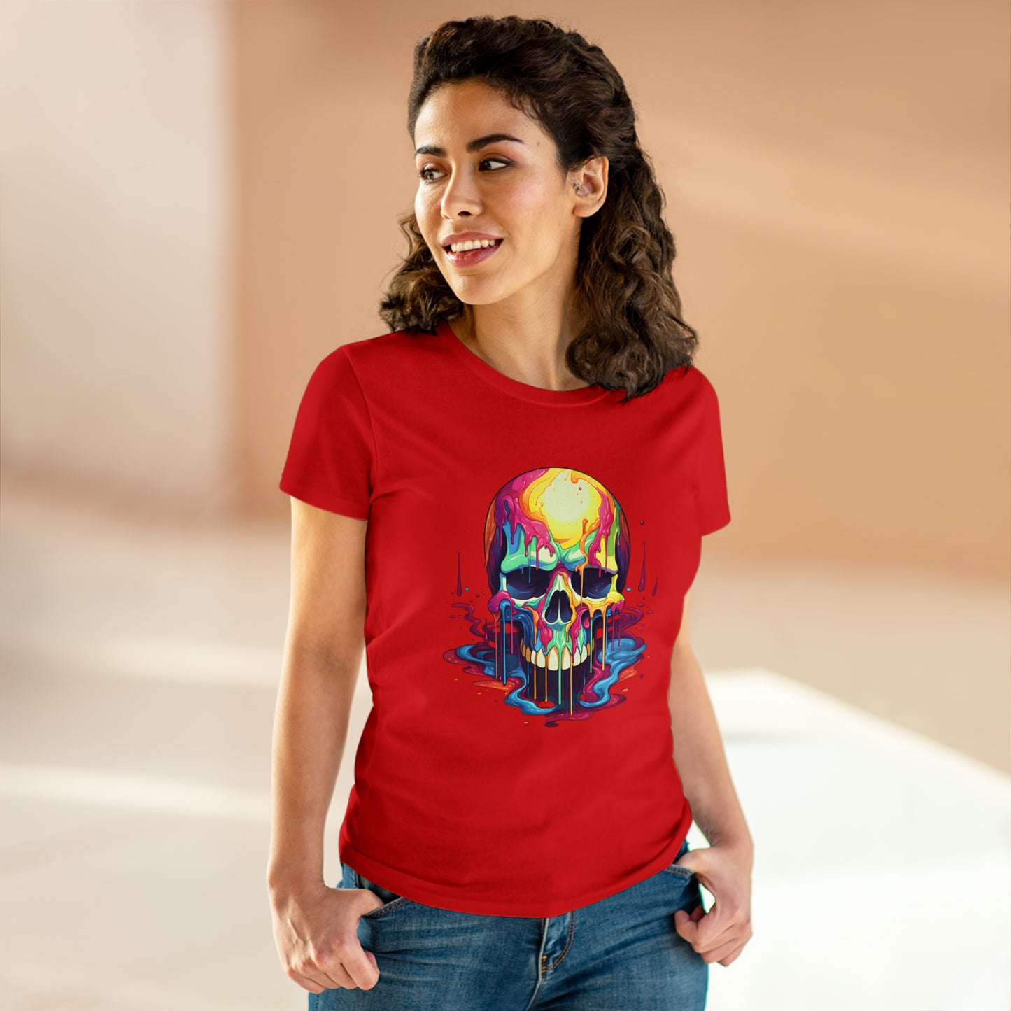 Painted Skull, Women's Midweight Cotton Tee