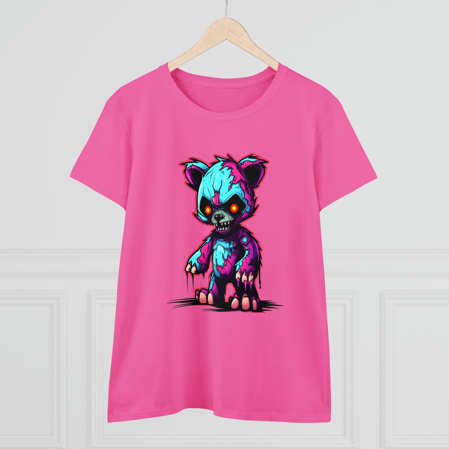 Zombie Teddy Bear, Custom Women's Midweight Cotton Tee