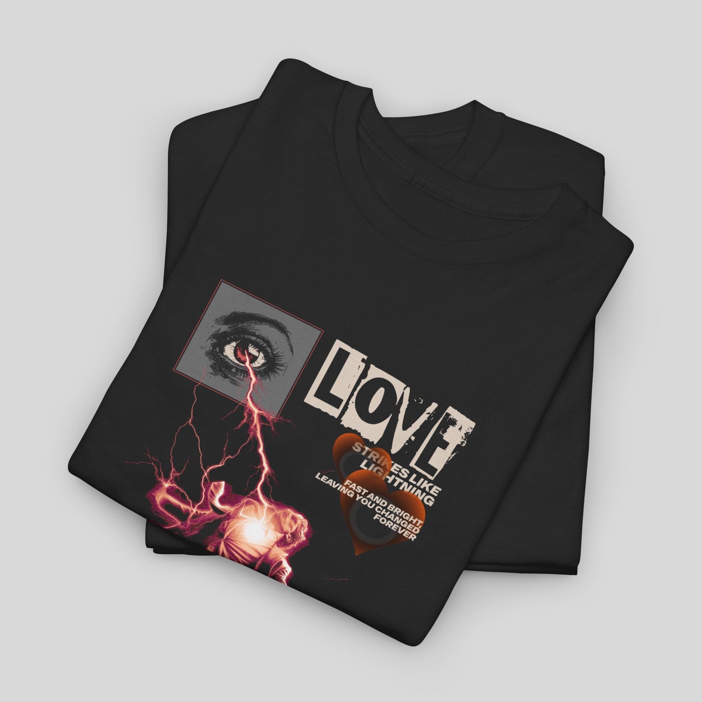 LOVE, Strikes Like Lightning, Unisex Heavy Cotton Tee