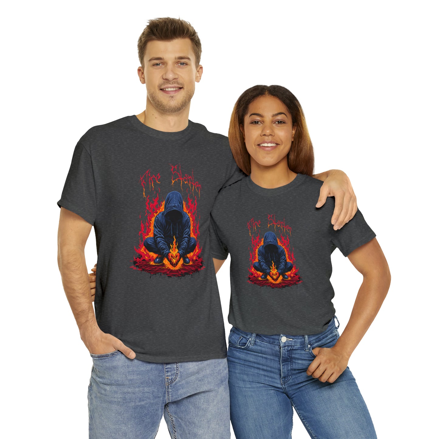 Fire Starter, Hooded man with superpowers, Unisex Heavy Cotton Tee