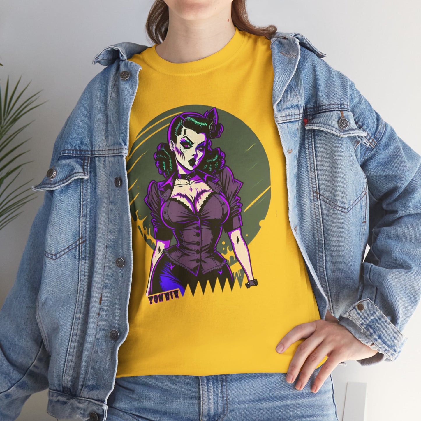 Zombie Pin-up Model, Custom Graphic Unisex Heavy Cotton Tee