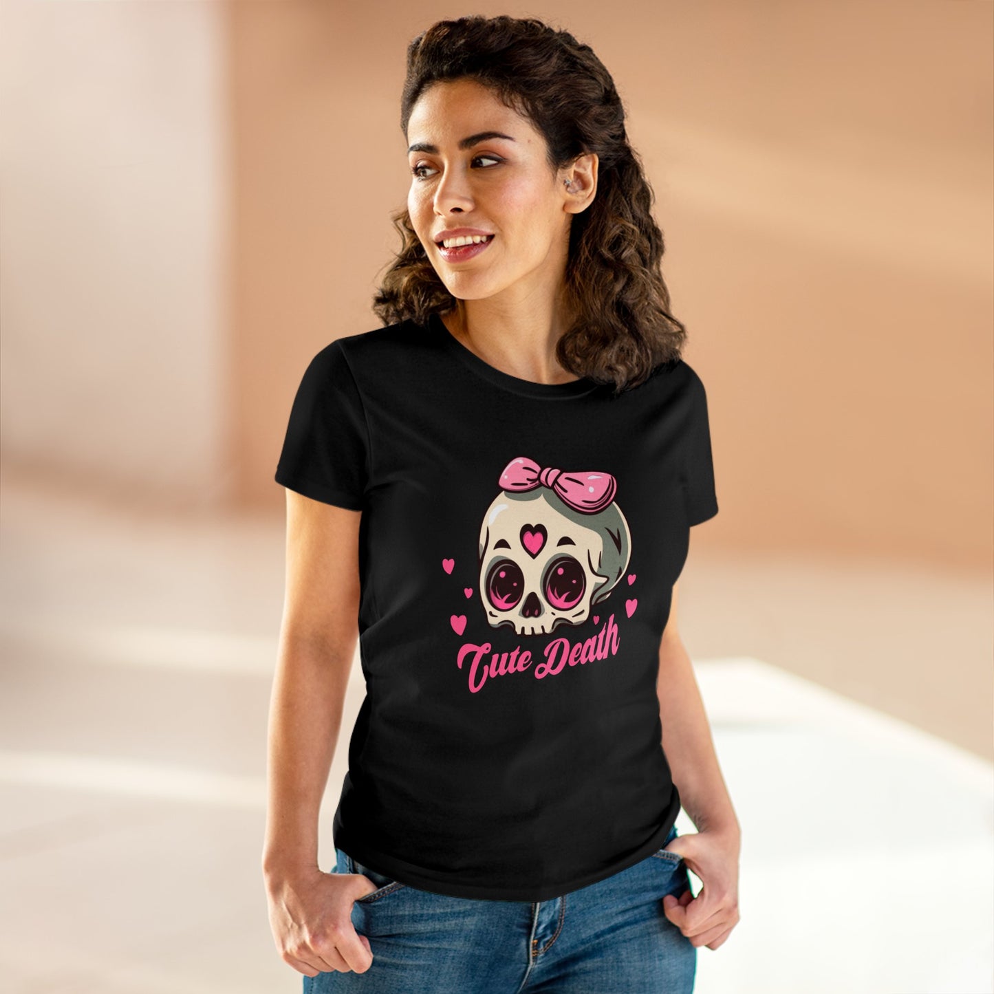 Cute Death, Skull Women's Midweight Cotton Tee
