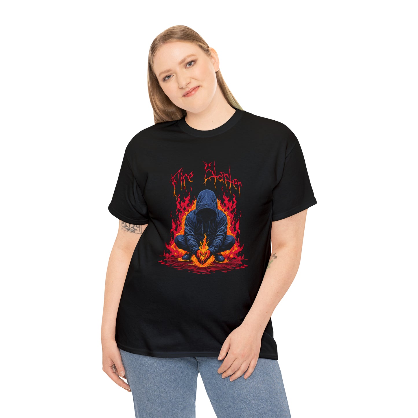 Fire Starter, Hooded man with superpowers, Unisex Heavy Cotton Tee