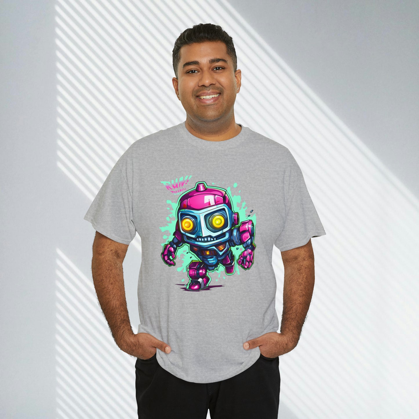 Robot, Run Run, Custom Unisex Heavy Cotton Tee