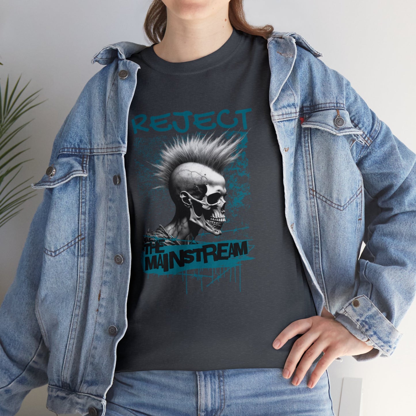 Reject the Mainstream, Punk Skull, Unisex Heavy Cotton Tee