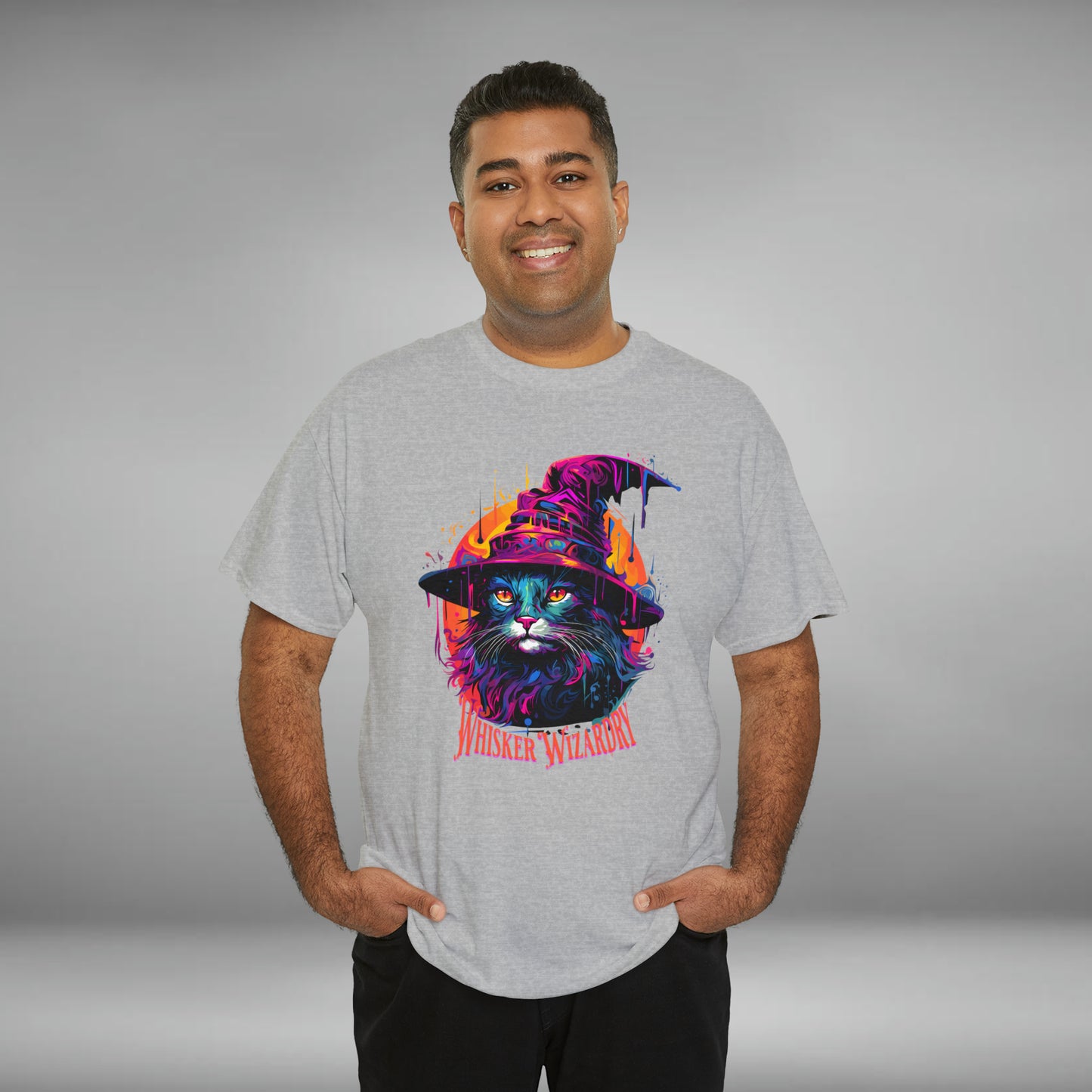 Whisker Wizardry, Wizard Cat, Unisex Heavy Cotton Tee