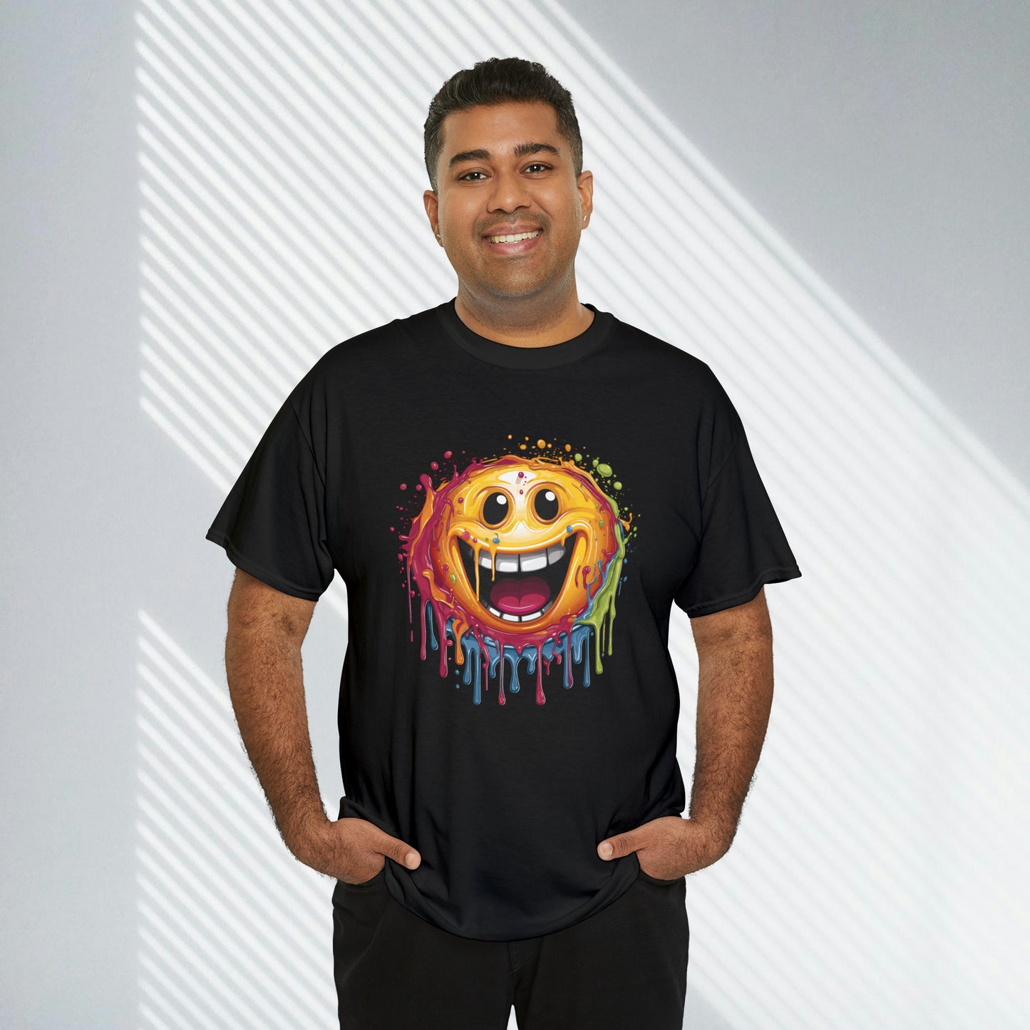 Paint Splatter Smiley Face Heavy Cotton Tee