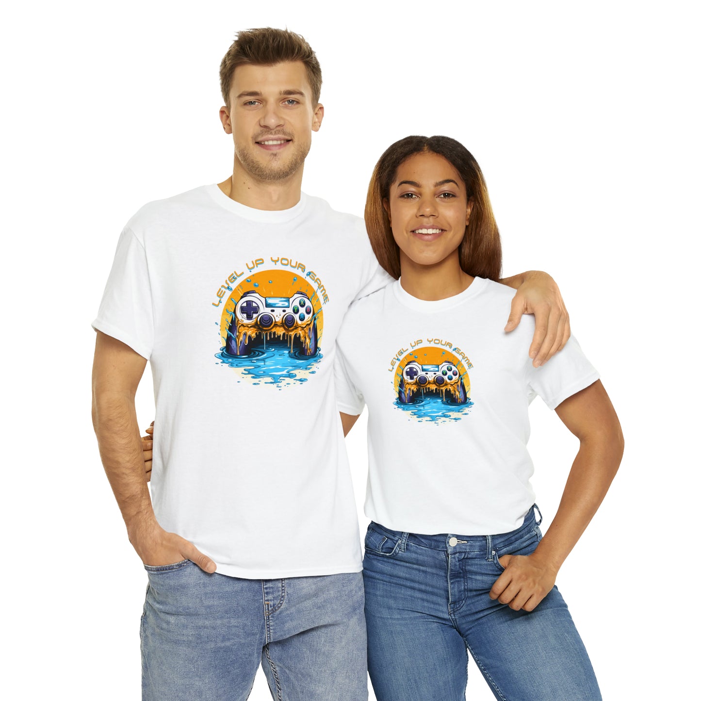 Level Up Your Game, Game Controller Unisex Heavy Cotton Tee