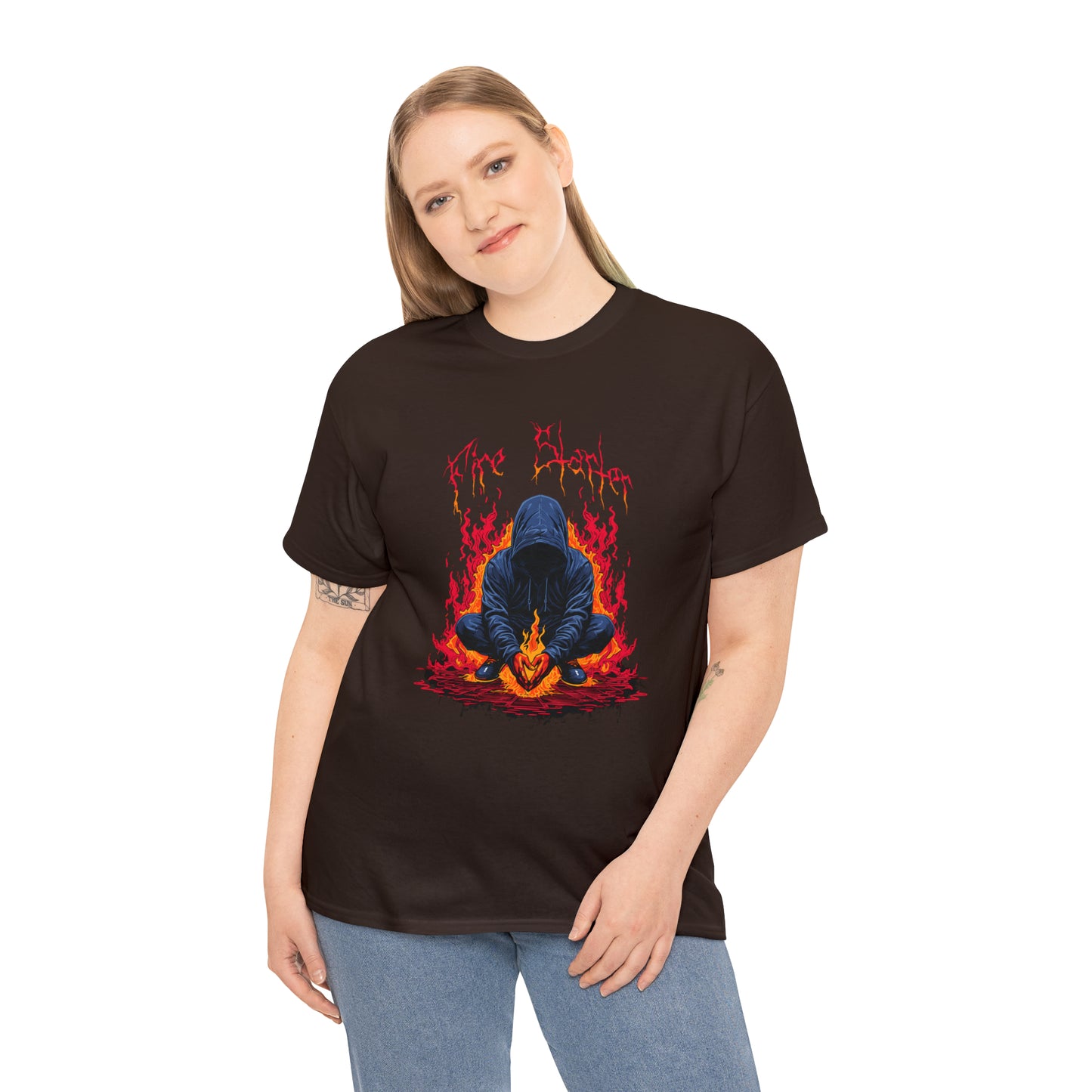 Fire Starter, Hooded man with superpowers, Unisex Heavy Cotton Tee