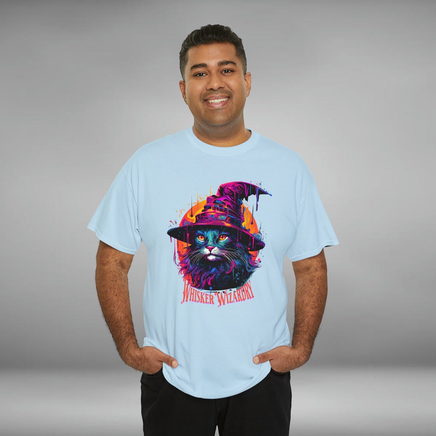 Whisker Wizardry, Wizard Cat, Unisex Heavy Cotton Tee