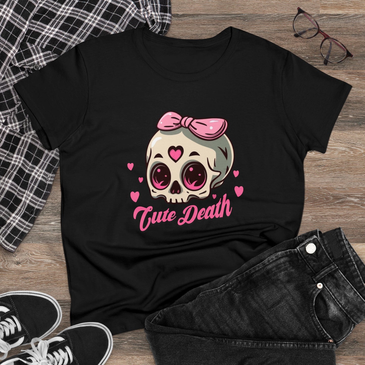 Cute Death, Skull Women's Midweight Cotton Tee