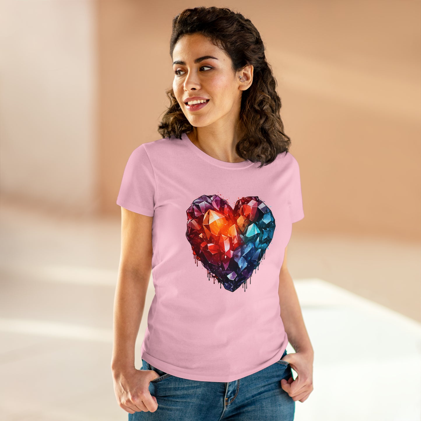 Crystal Heart Women's Midweight Cotton Tee