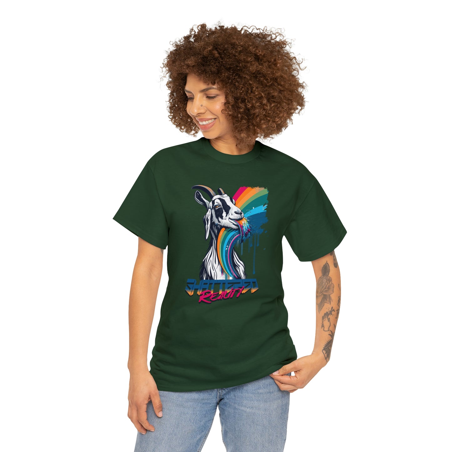 Shattered Reality, Rainbow Goat, Unisex Heavy Cotton Tee