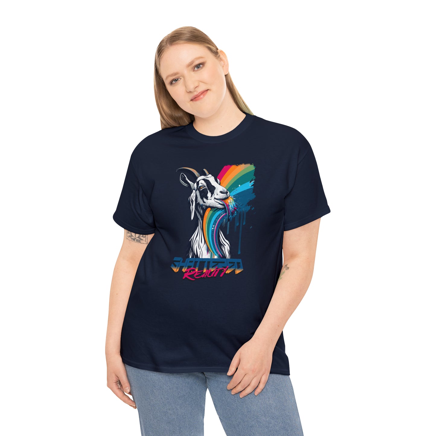 Shattered Reality, Rainbow Goat, Unisex Heavy Cotton Tee