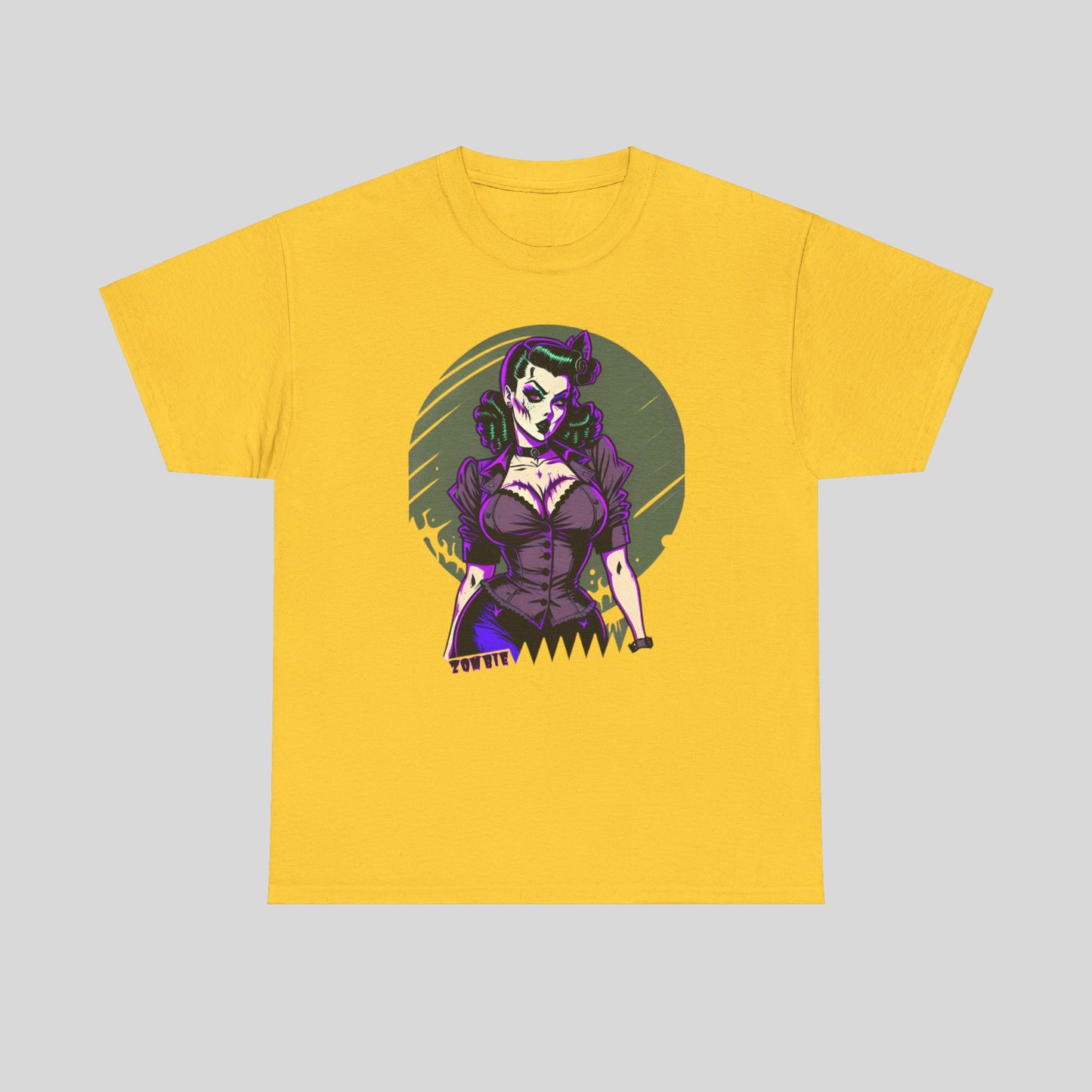 Zombie Pin-up Model, Custom Graphic Unisex Heavy Cotton Tee