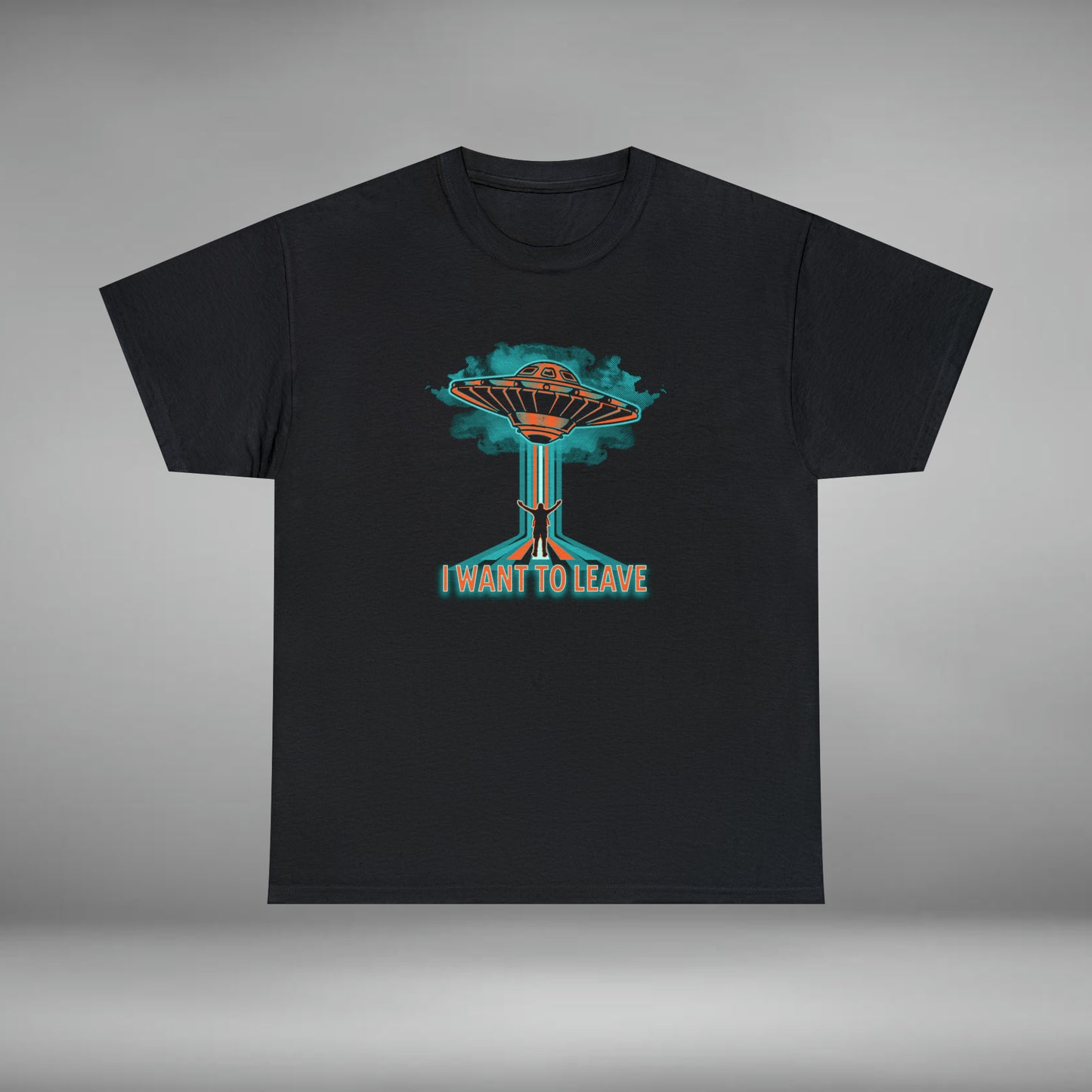 I WANT TO LEAVE, UFO Unisex Heavy Cotton Tee