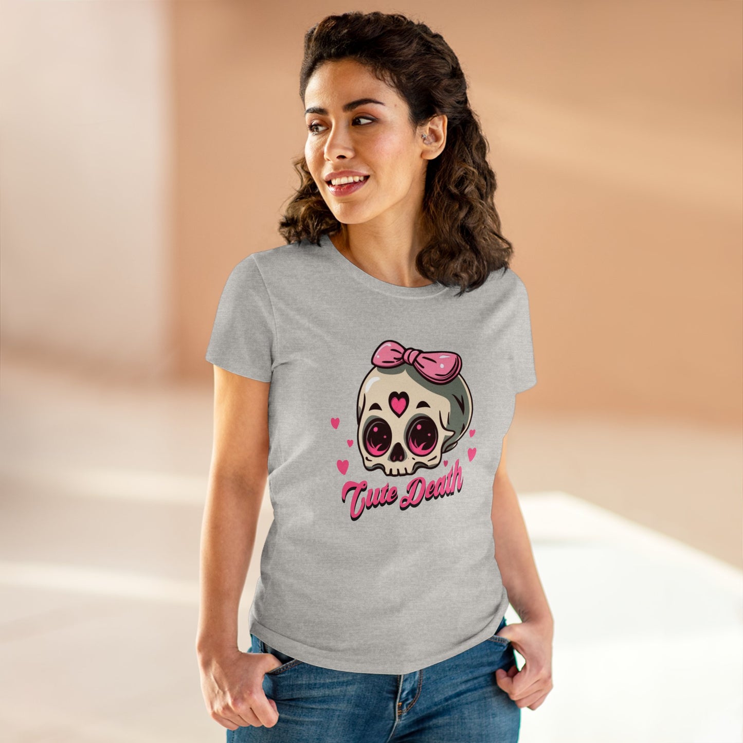 Cute Death, Skull Women's Midweight Cotton Tee