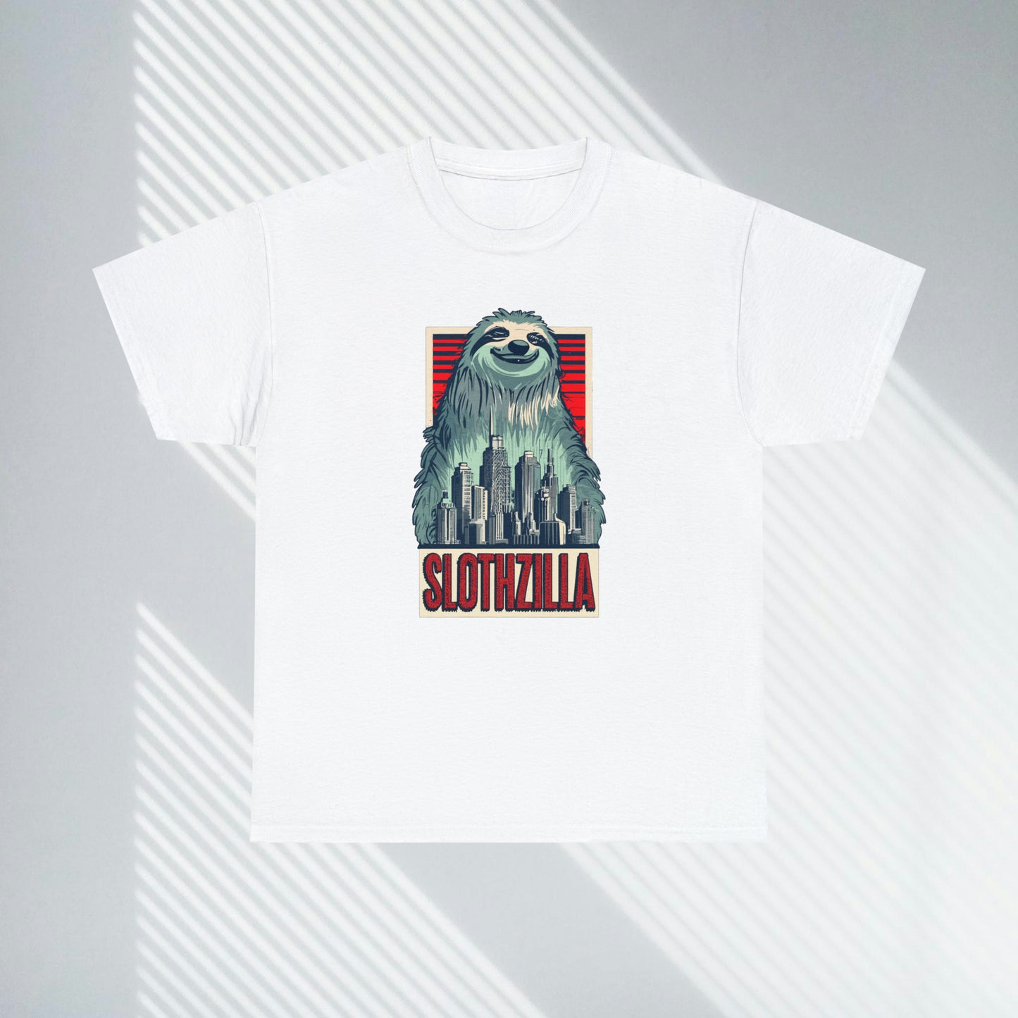 Slothzilla, city destroying sloth, Unisex Heavy Cotton Tee