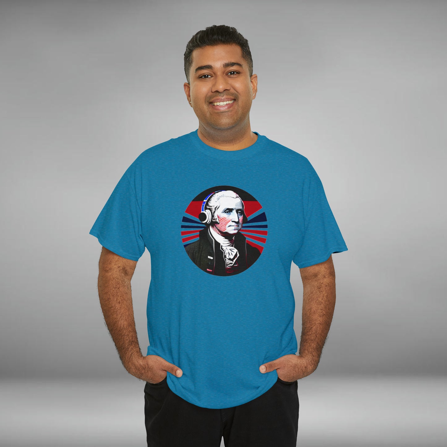 George Washington, Custom Unisex Heavy Cotton Graphic Tee