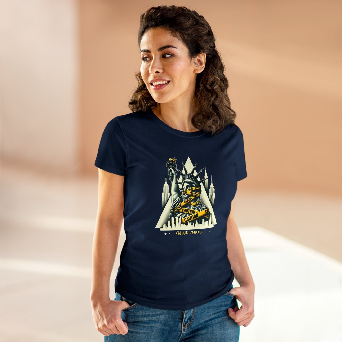 Fallen State, NYC, Statue of Liberty, Women's Midweight Cotton Tee