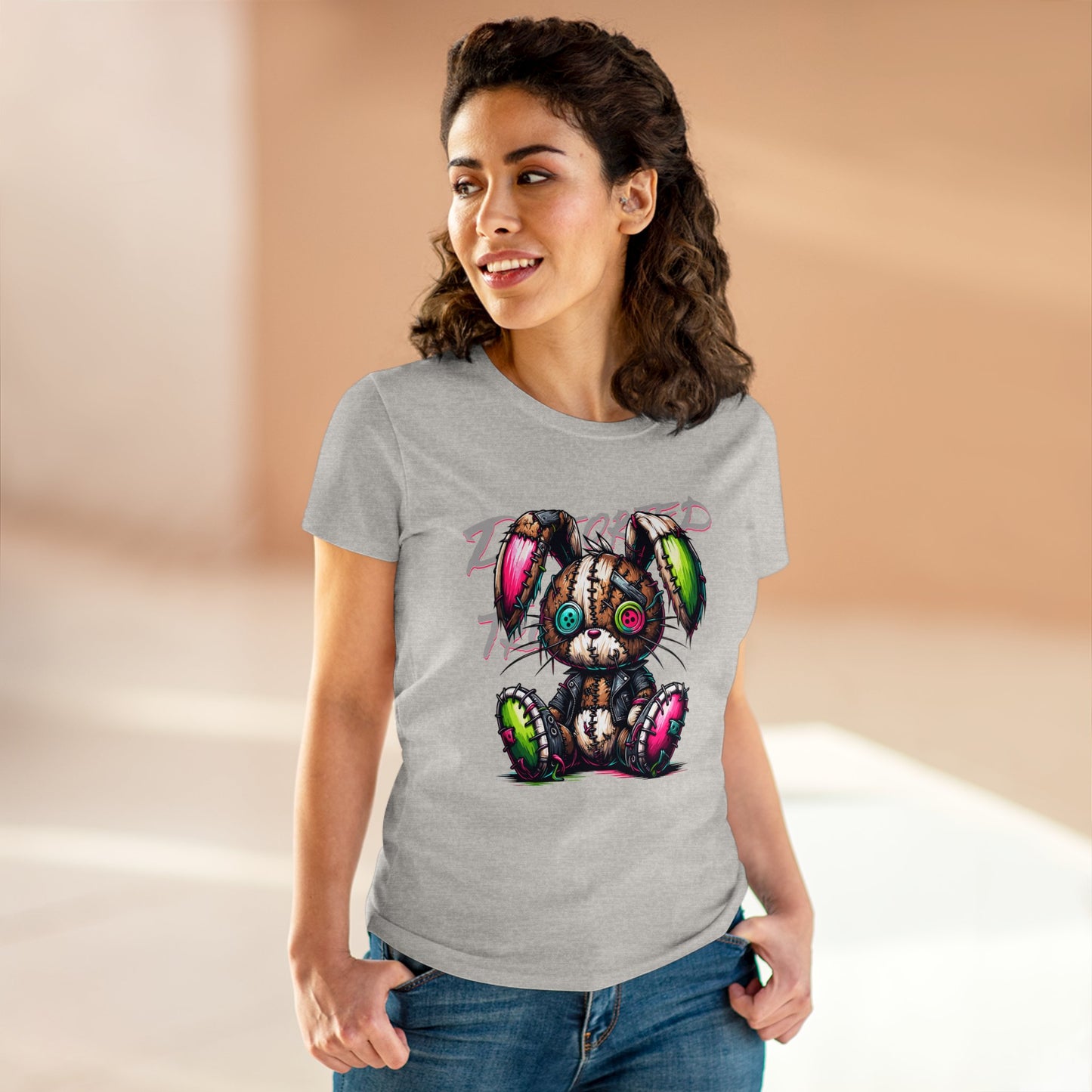 Distorted Truth, Ragdoll Bunny, Women's Midweight Cotton Tee