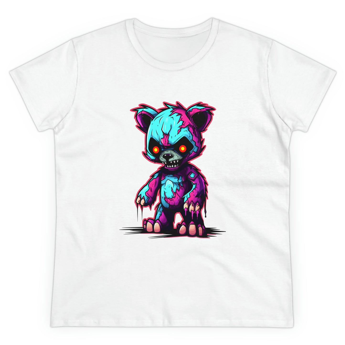 Zombie Teddy Bear, Custom Women's Midweight Cotton Tee