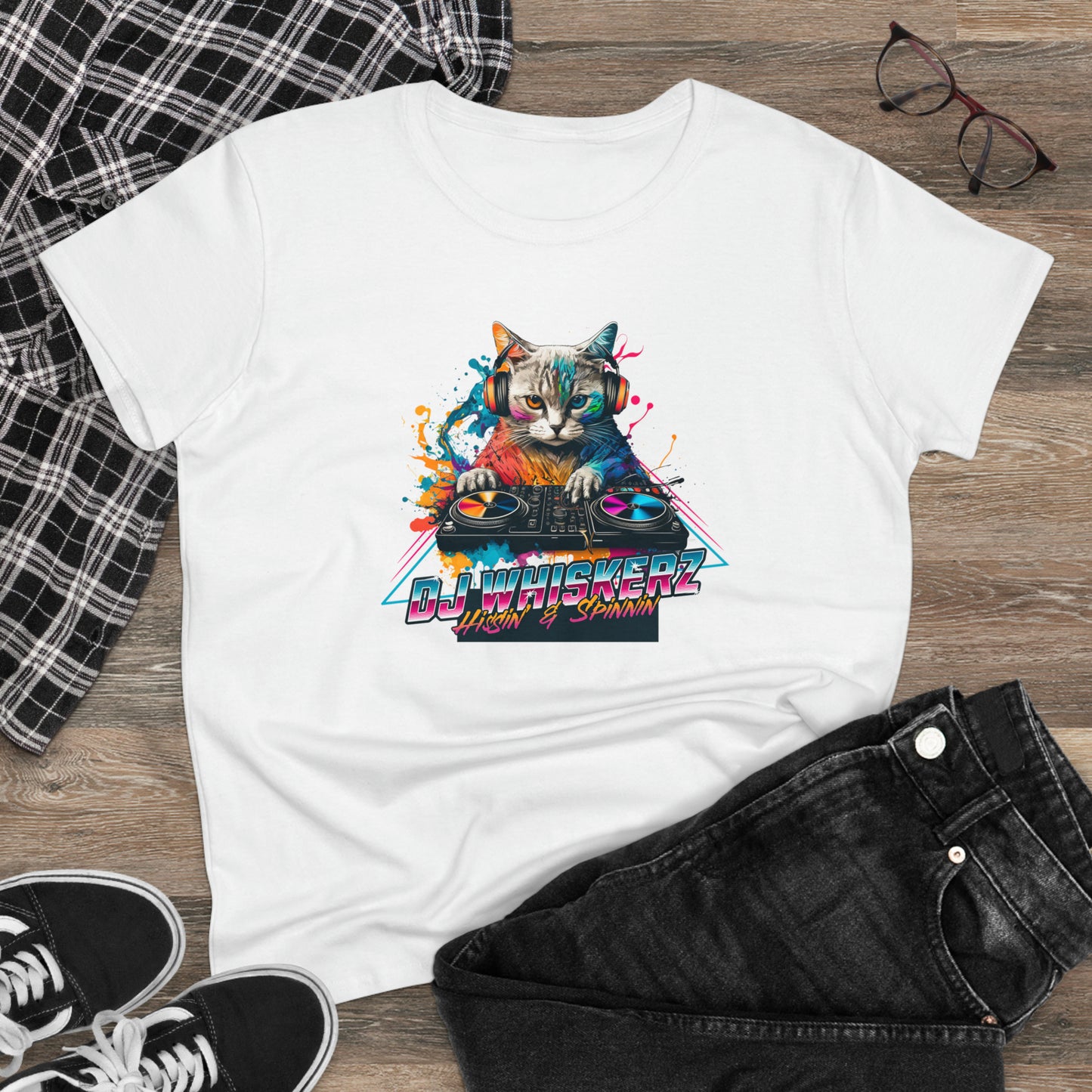 DJ WHISKERZ, Women's Midweight Cotton Graphic Tee