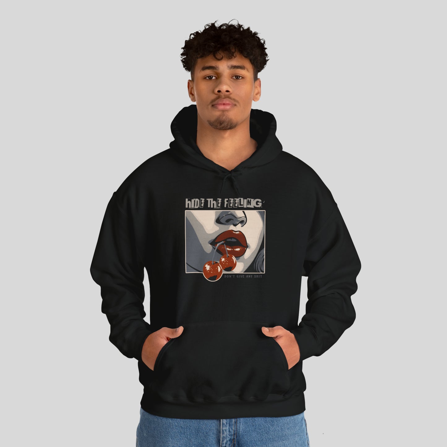 Hide The Feeling, Comic Girl Unisex Heavy Blend™ Hooded Sweatshirt