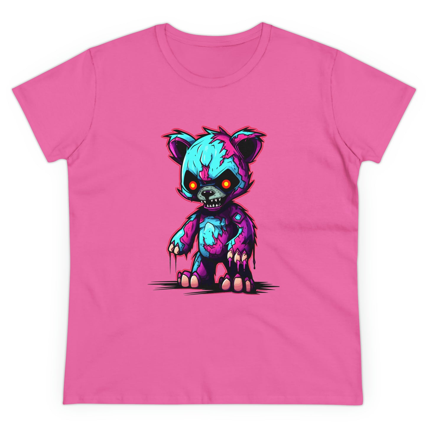 Zombie Teddy Bear, Custom Women's Midweight Cotton Tee