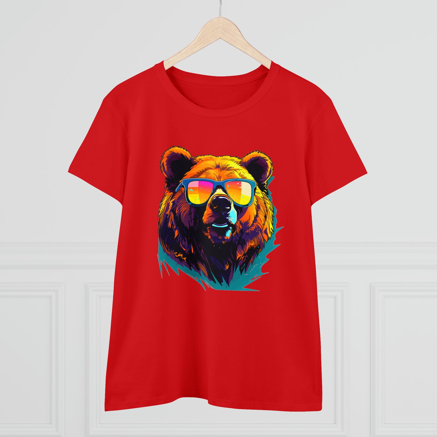 Cool Bear Wearing Sunglasses Women's Midweight Cotton Tee