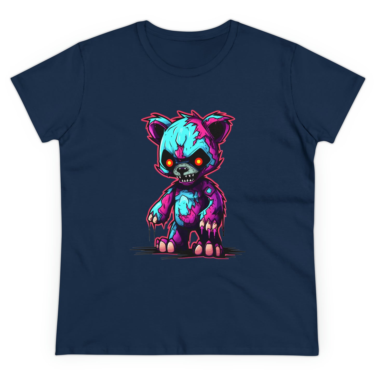 Zombie Teddy Bear, Custom Women's Midweight Cotton Tee