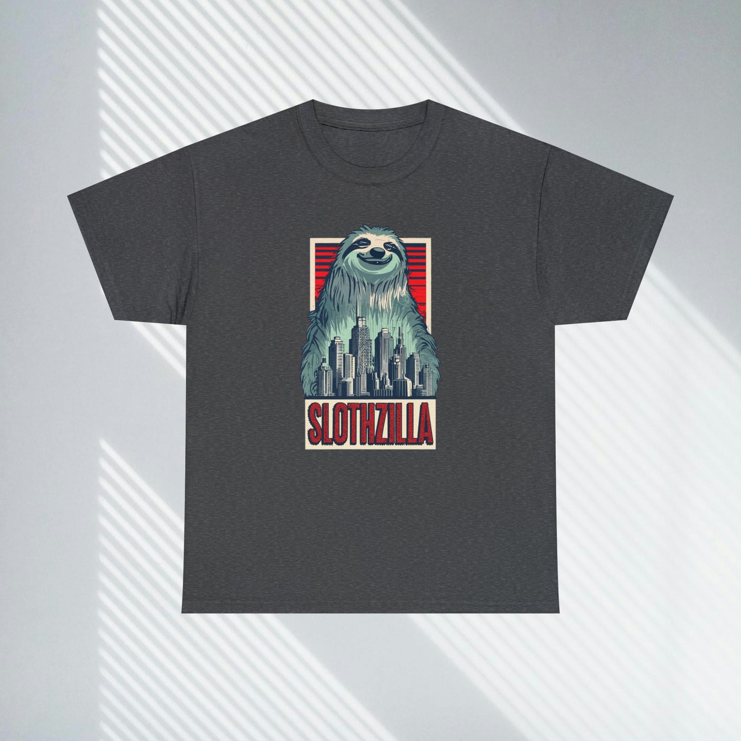 Slothzilla, city destroying sloth, Unisex Heavy Cotton Tee
