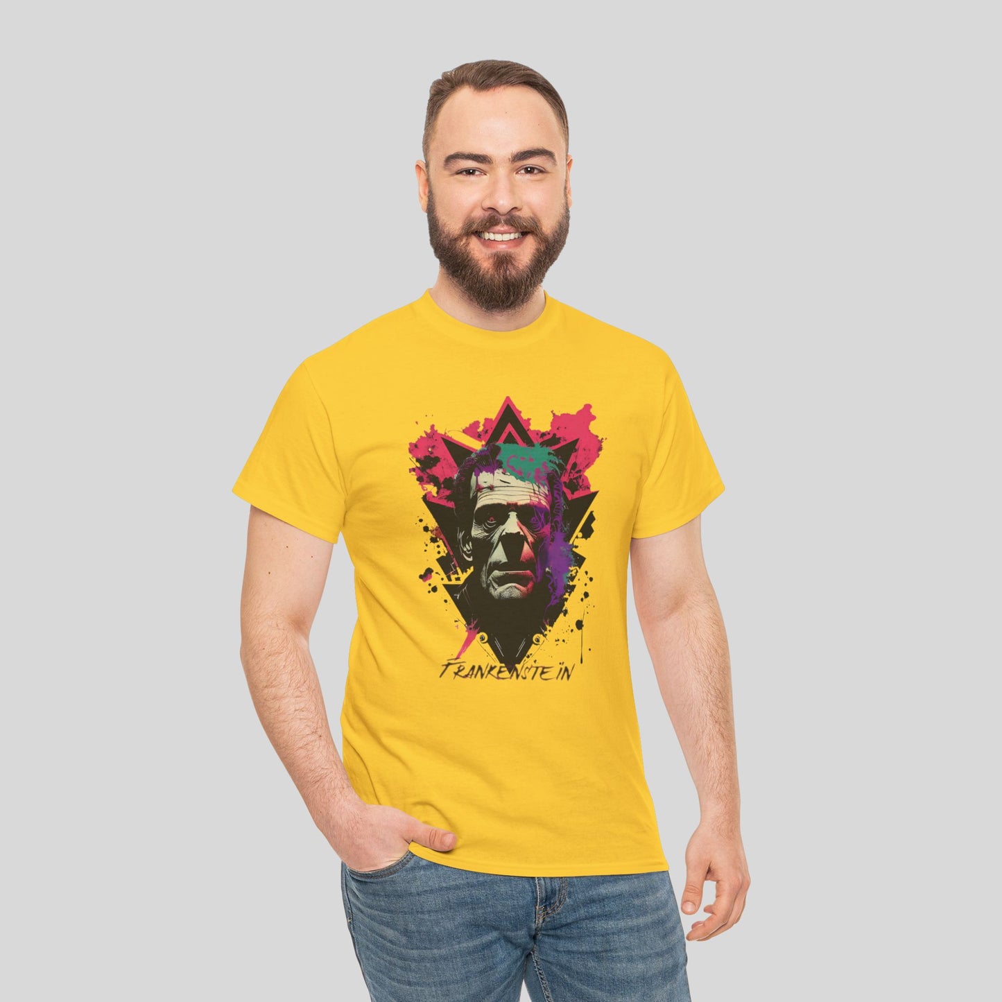 Frankenstein, Custom Graphic Unisex Heavy Cotton Tee