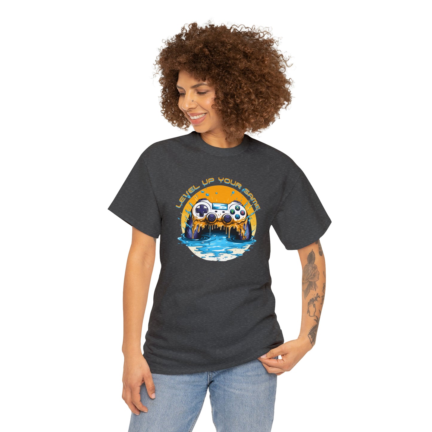 Level Up Your Game, Game Controller Unisex Heavy Cotton Tee
