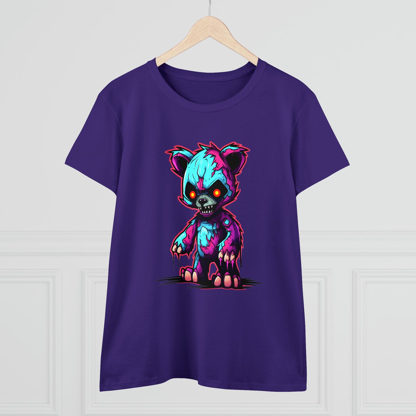 Zombie Teddy Bear, Custom Women's Midweight Cotton Tee