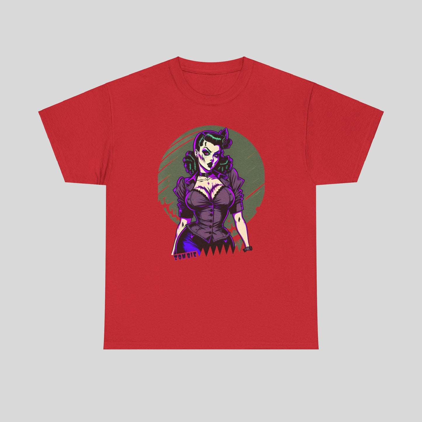 Zombie Pin-up Model, Custom Graphic Unisex Heavy Cotton Tee