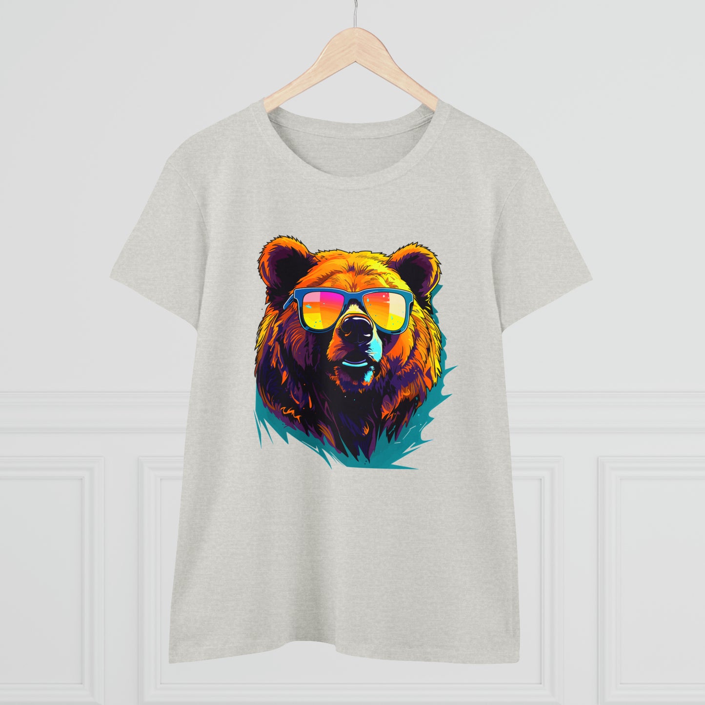 Cool Bear Wearing Sunglasses Women's Midweight Cotton Tee