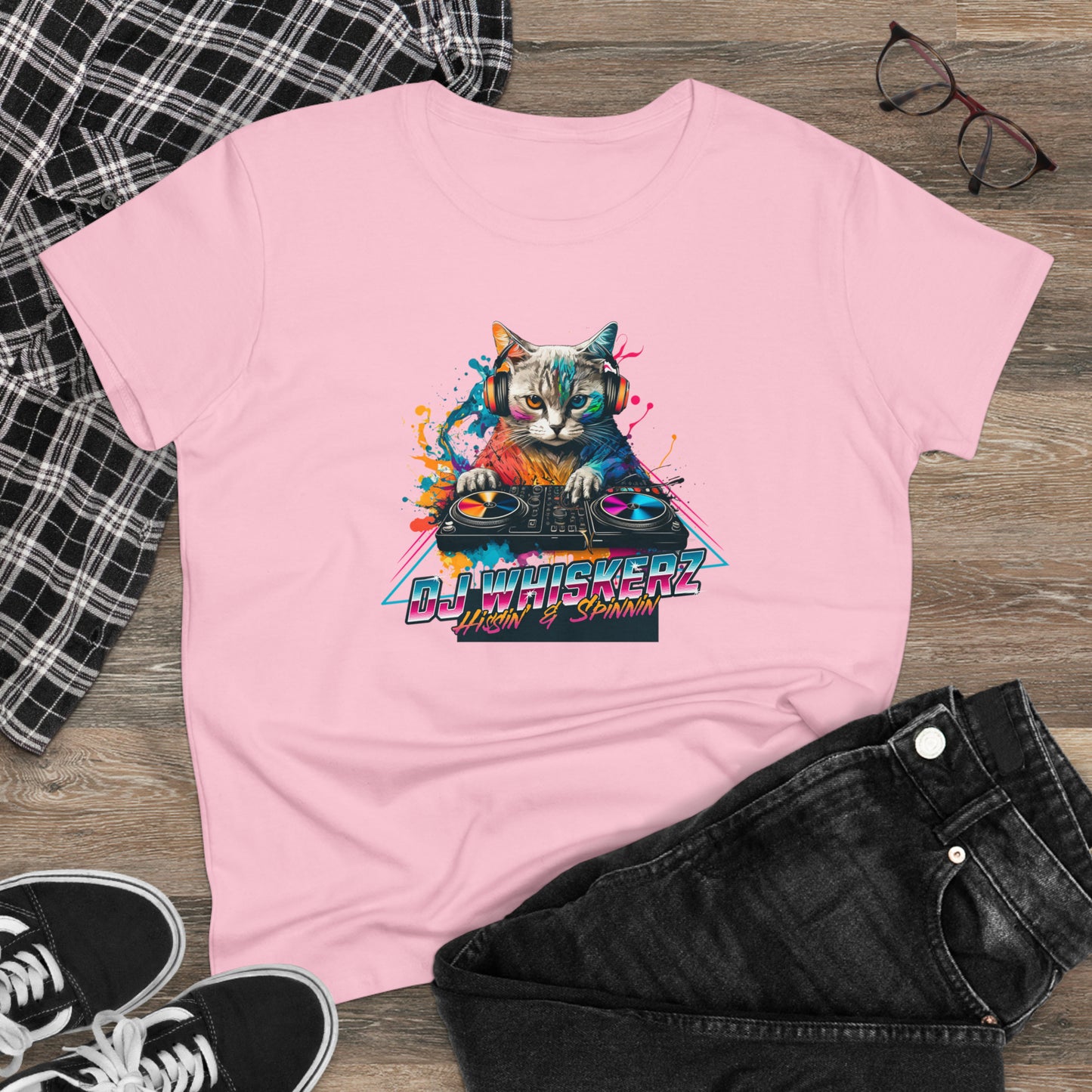 DJ WHISKERZ, Women's Midweight Cotton Graphic Tee