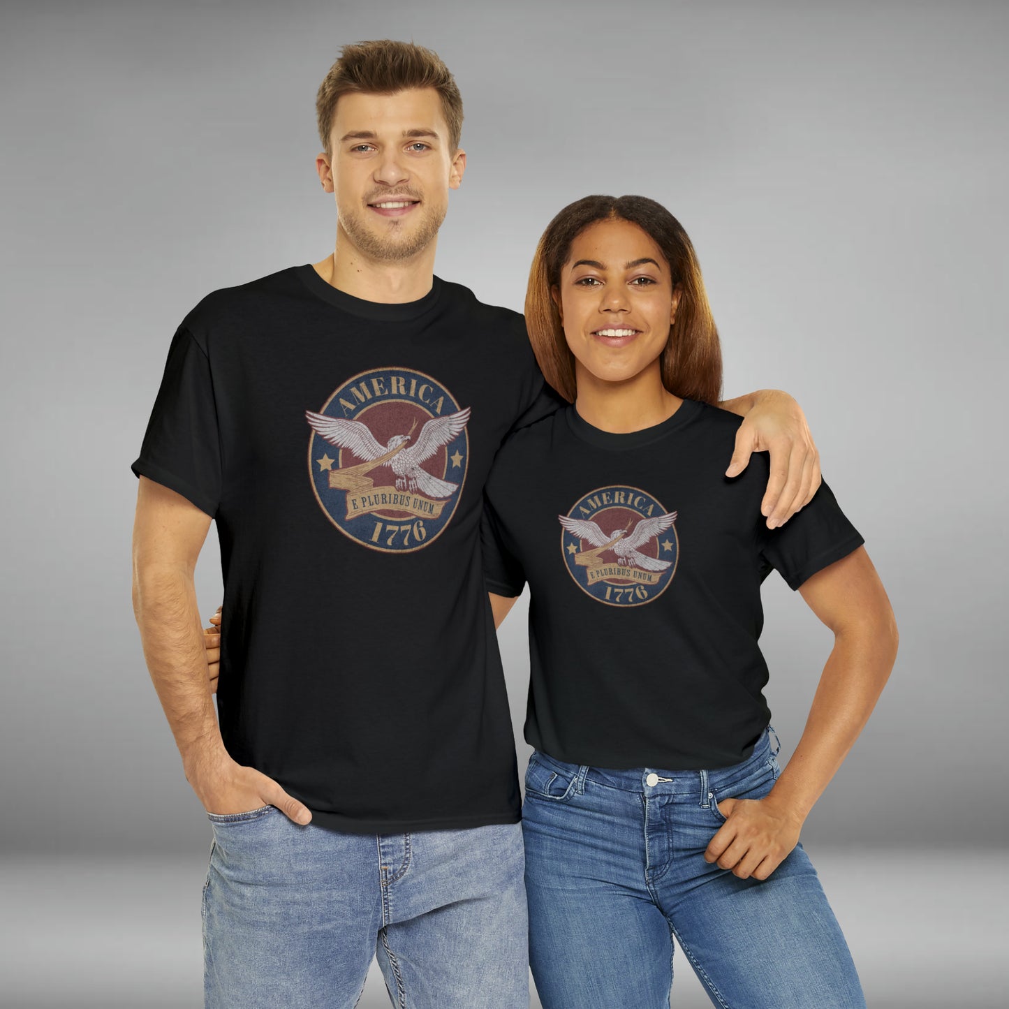 America 1776, E Pluribus Unum Unisex Heavy Cotton Graphic Tee