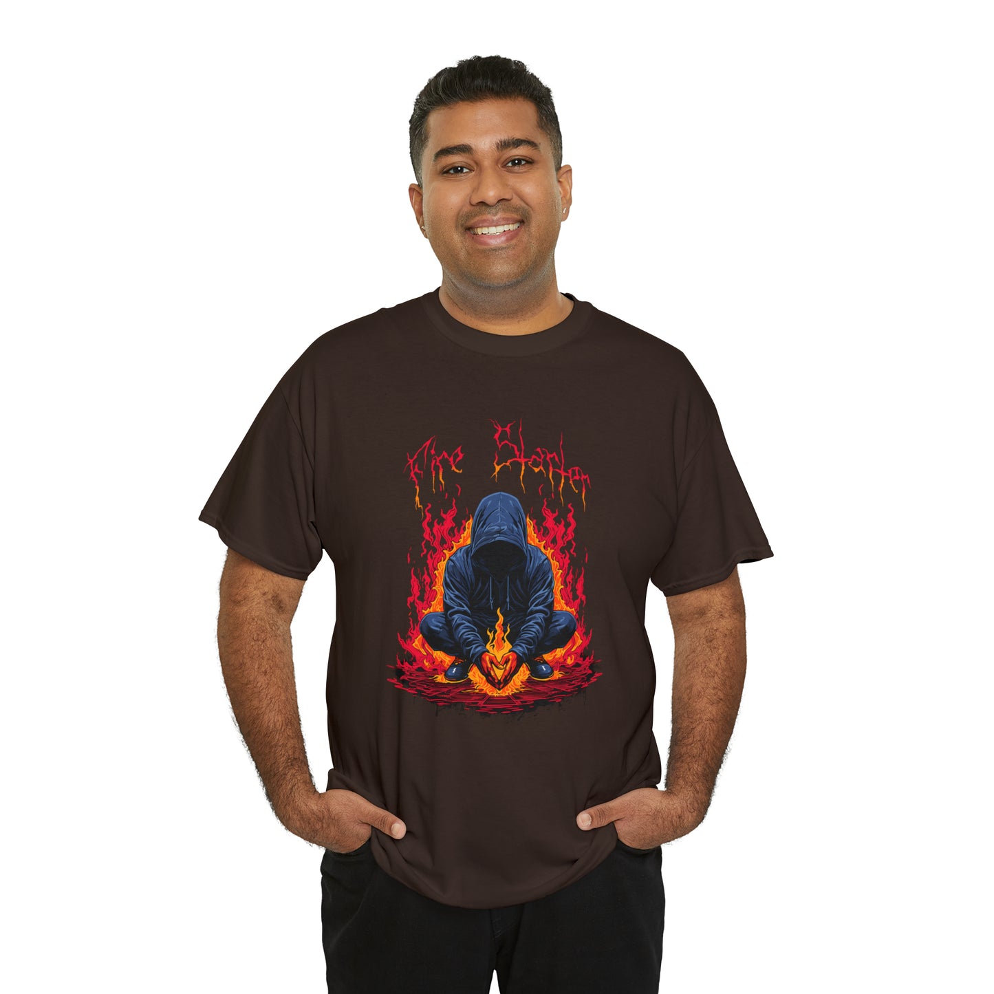 Fire Starter, Hooded man with superpowers, Unisex Heavy Cotton Tee