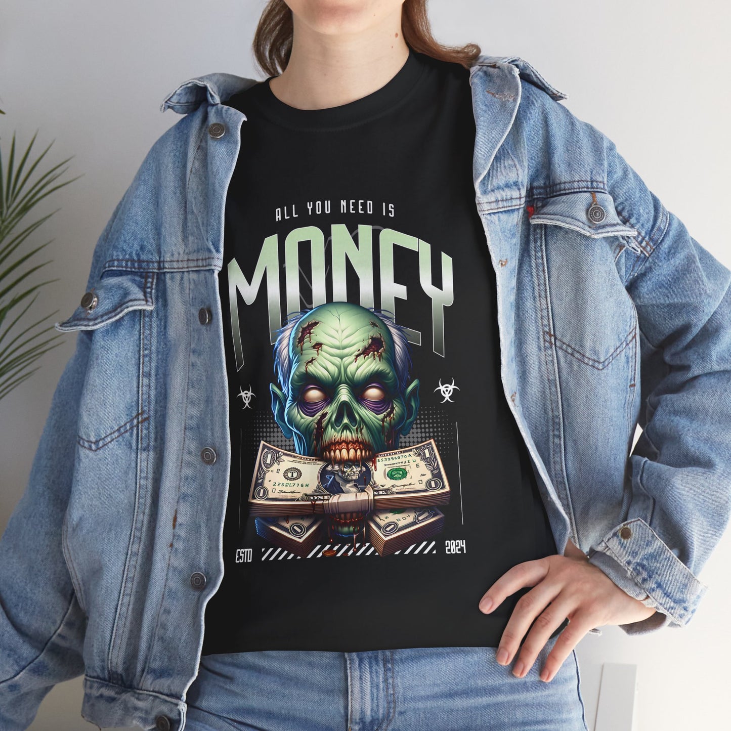 All You Need is Money, Zombie, Unisex Heavy Cotton Tee