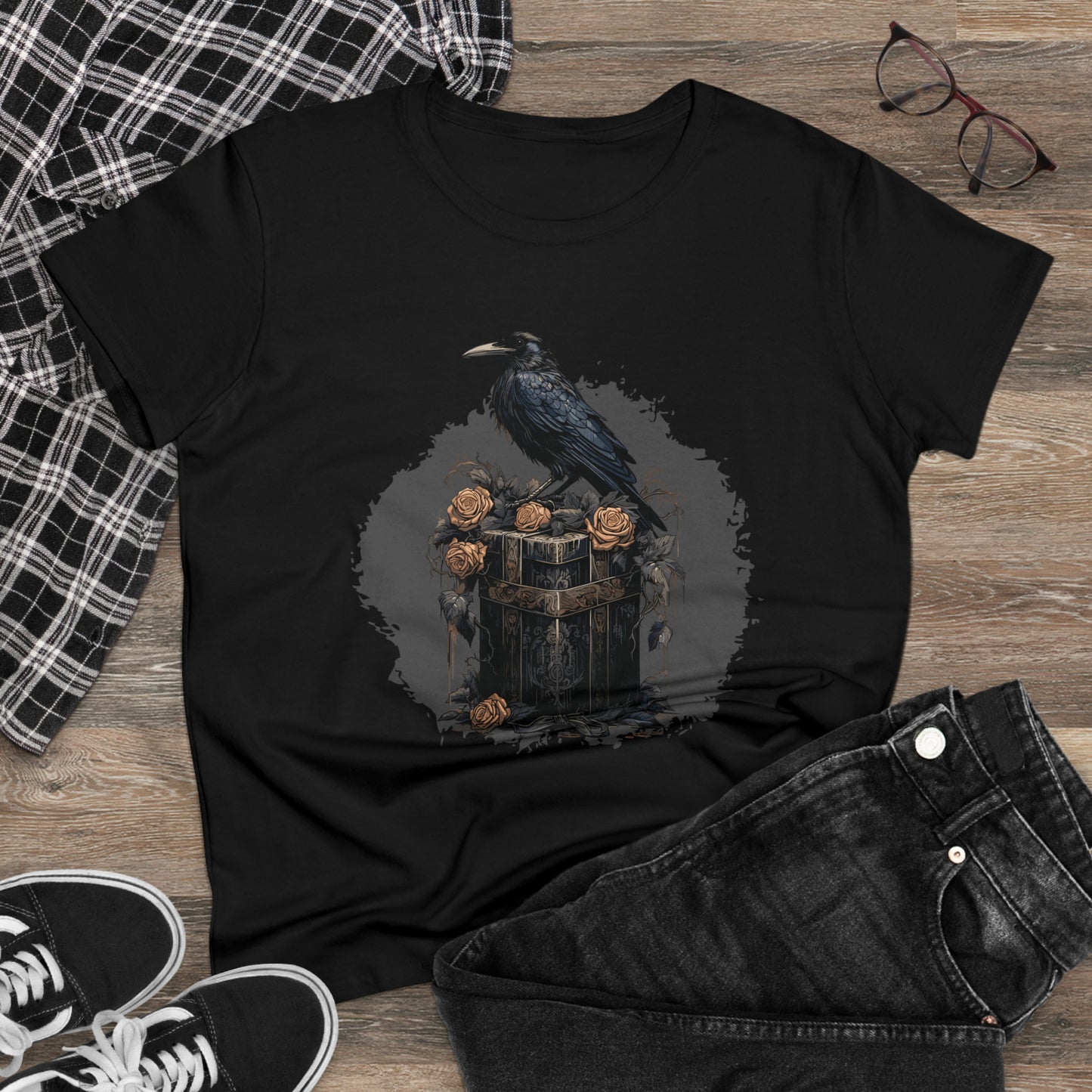 Victorian Bandbox Crow, Women's Midweight Cotton Tee